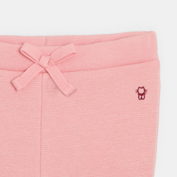 بنطلون بيج ناعم بخصر مطاطي للفتيات الصغيرات